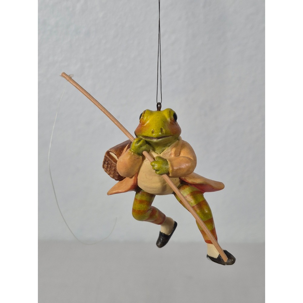 Vintage 1980 Beatrix Potter Jeremy Fisher Frog Fishing Ornament Italy F Warne